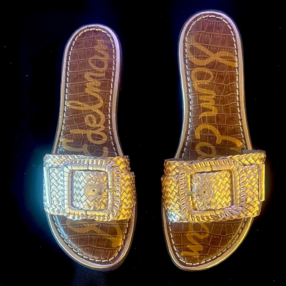 Sam Edelman Rose Gold Woven Slide Sandals - 8.5